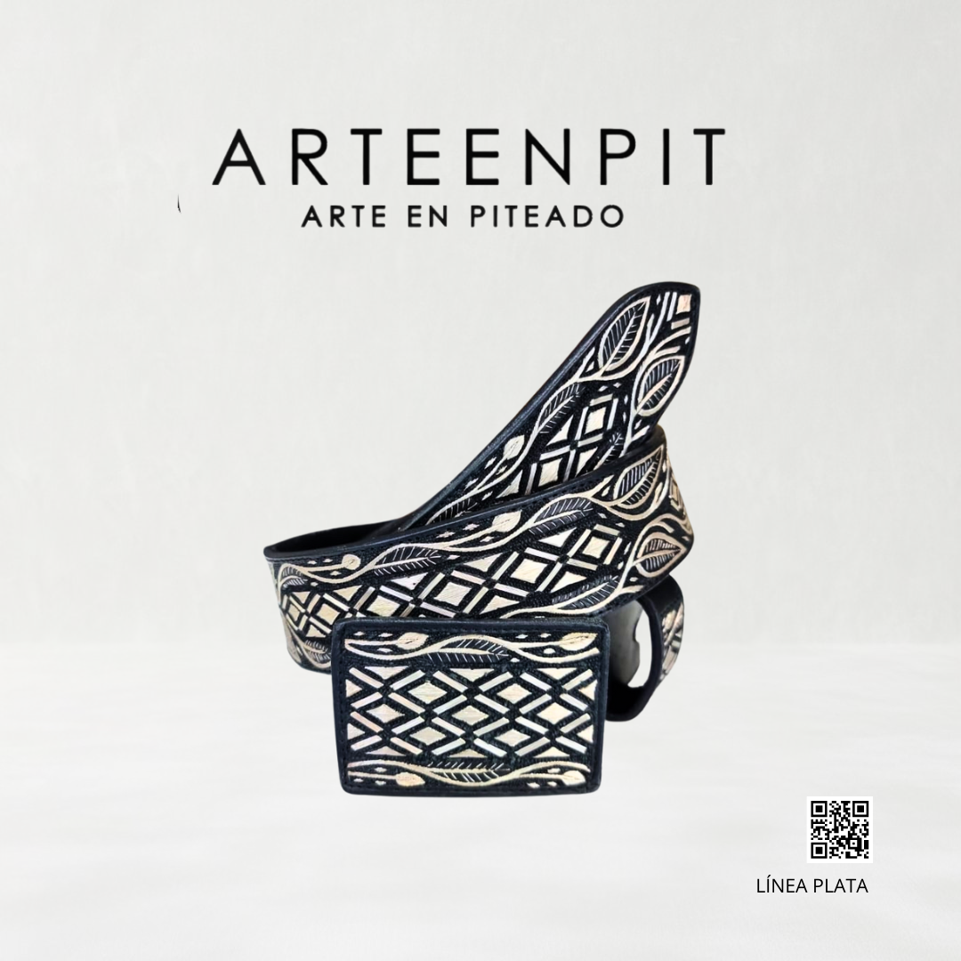 Cinturón Artesanal Piteado En Hilo De Plata 01-27