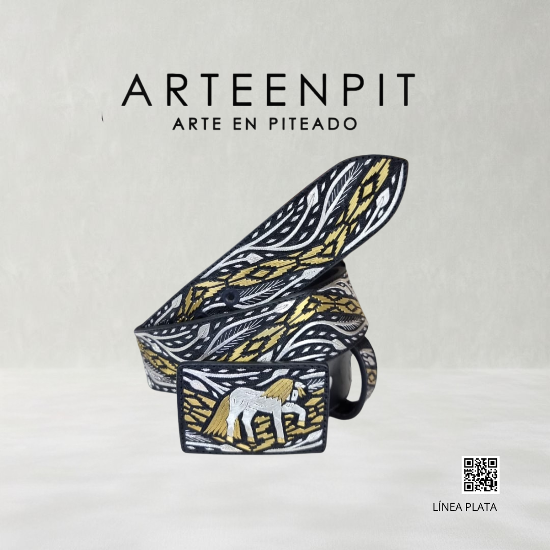 Cinturón Artesanal Piteado En Hilo De Plata 01-21