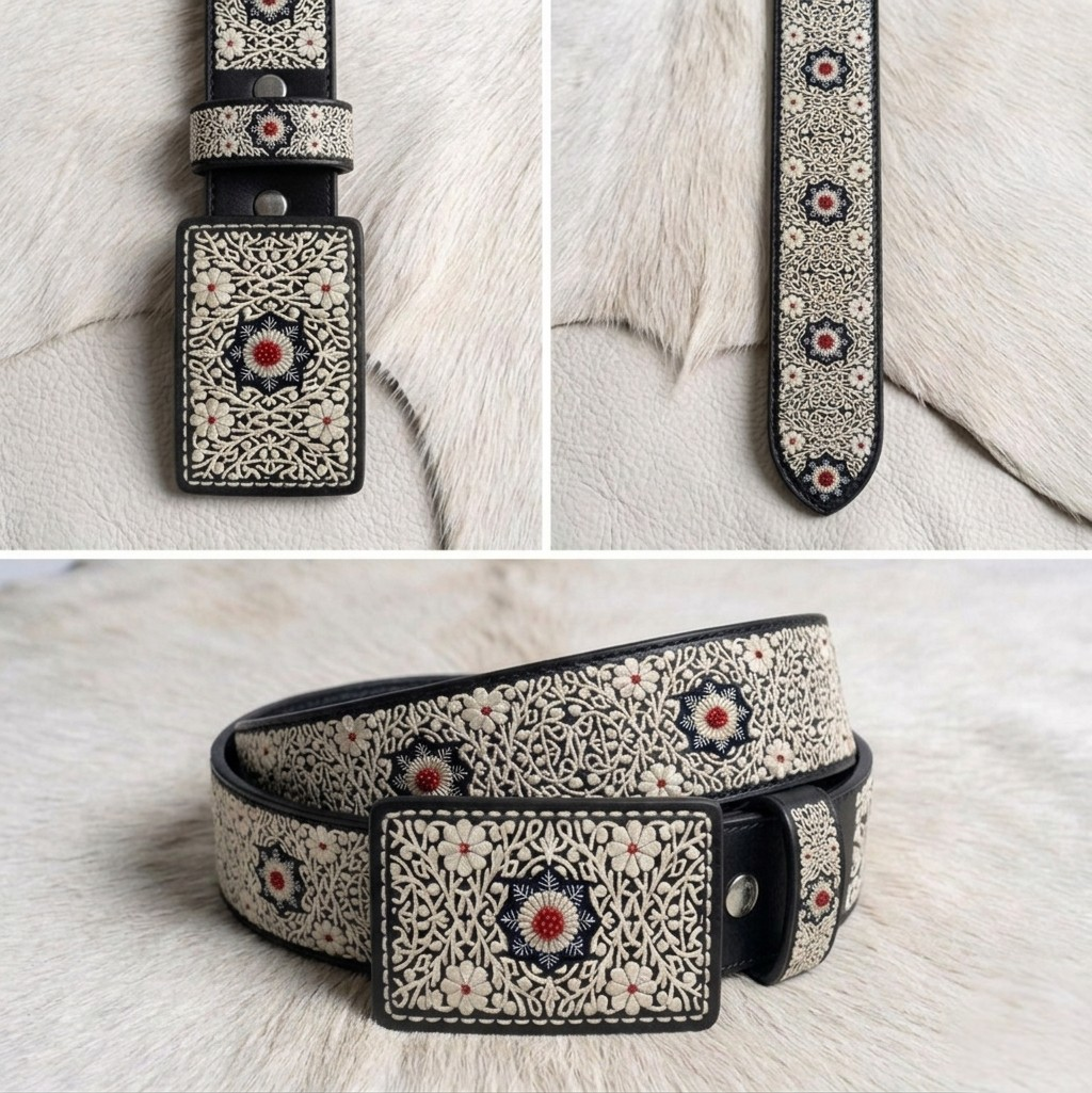 Piteado handmade belt - Leaves