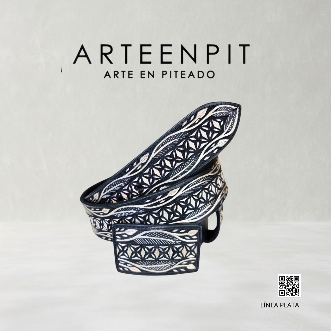 Cinturón Artesanal Piteado En Hilo De Plata 01-29