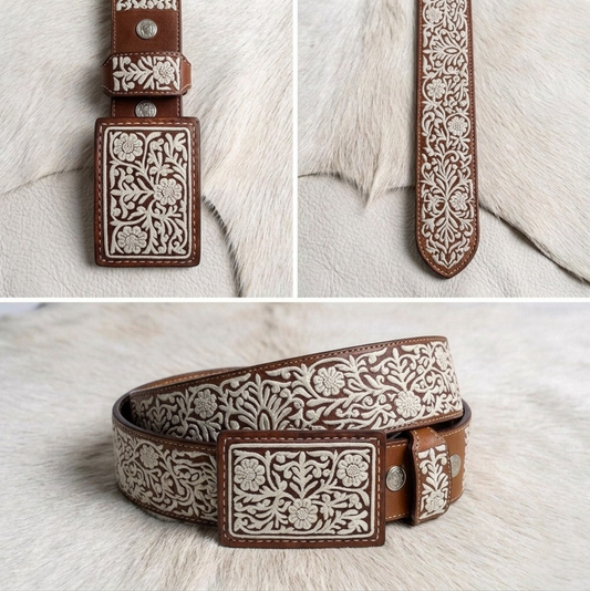 Cinto piteado - Modelo Rameado con flores