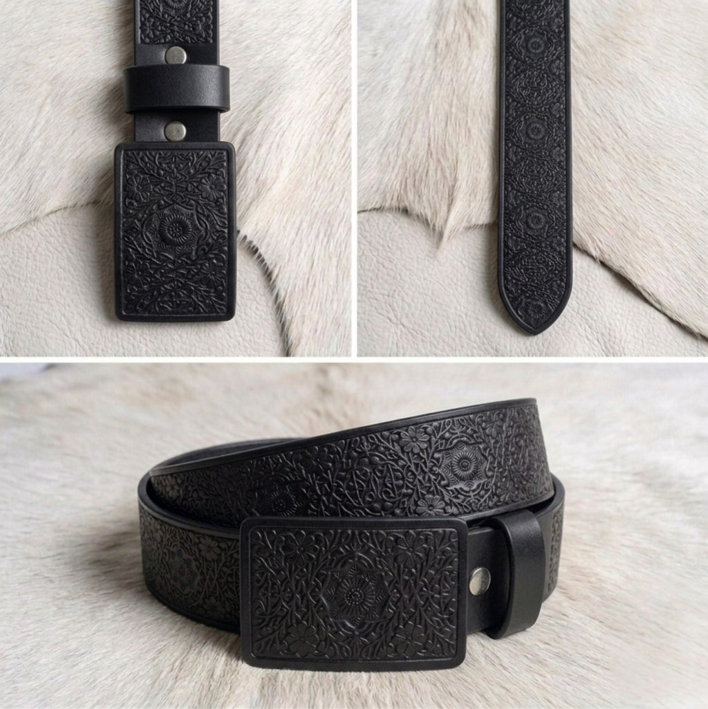 Cinto de cuero cincelado a mano -  Modelo charro
