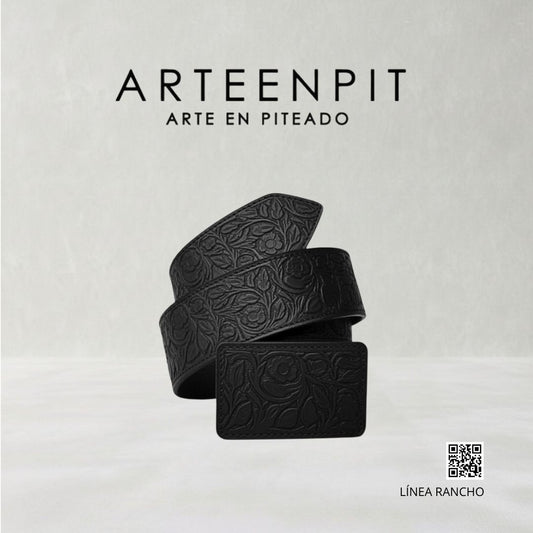Cinturón de cuero cincelado a mano - modelo Rameado