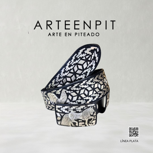 Cinturón Artesanal Piteado En Hilo De Plata 01-23