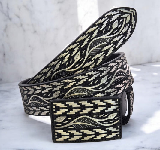 Cinto de plata ley 925 - modelo greca con espigas