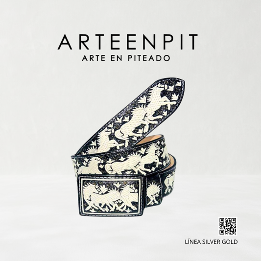 Cinturón Artesanal Piteado - Modelo Potrillos Gold