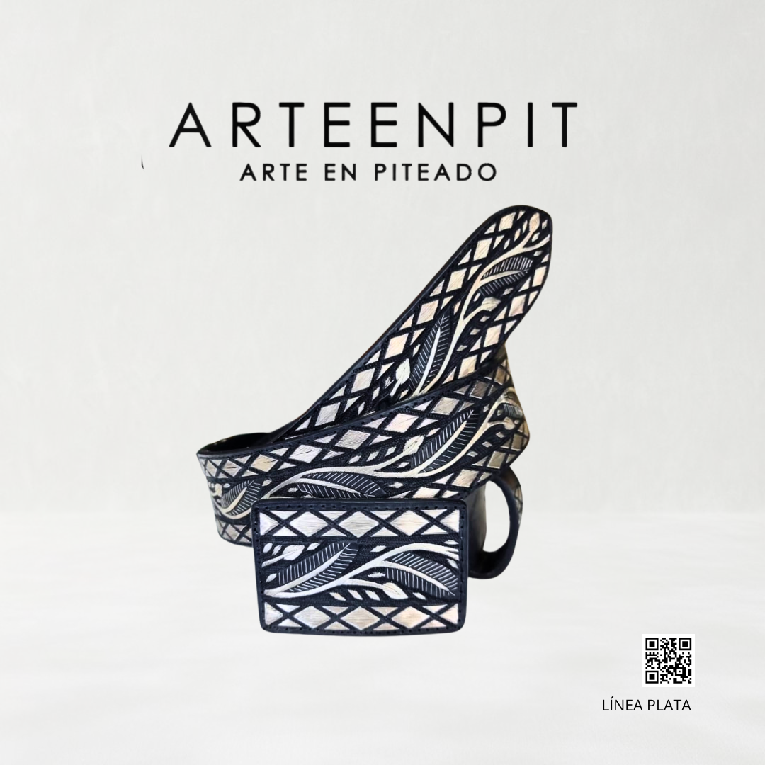 Cinturón Artesanal Piteado En Hilo De Plata 01-25