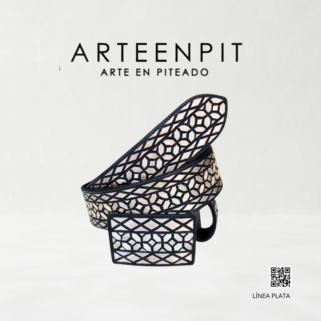 Cinturón Artesanal Piteado En Hilo De Plata modelo 01-30