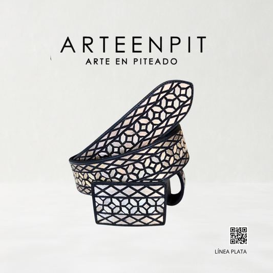 Cinturón Artesanal Piteado En Hilo De Plata modelo 01-30