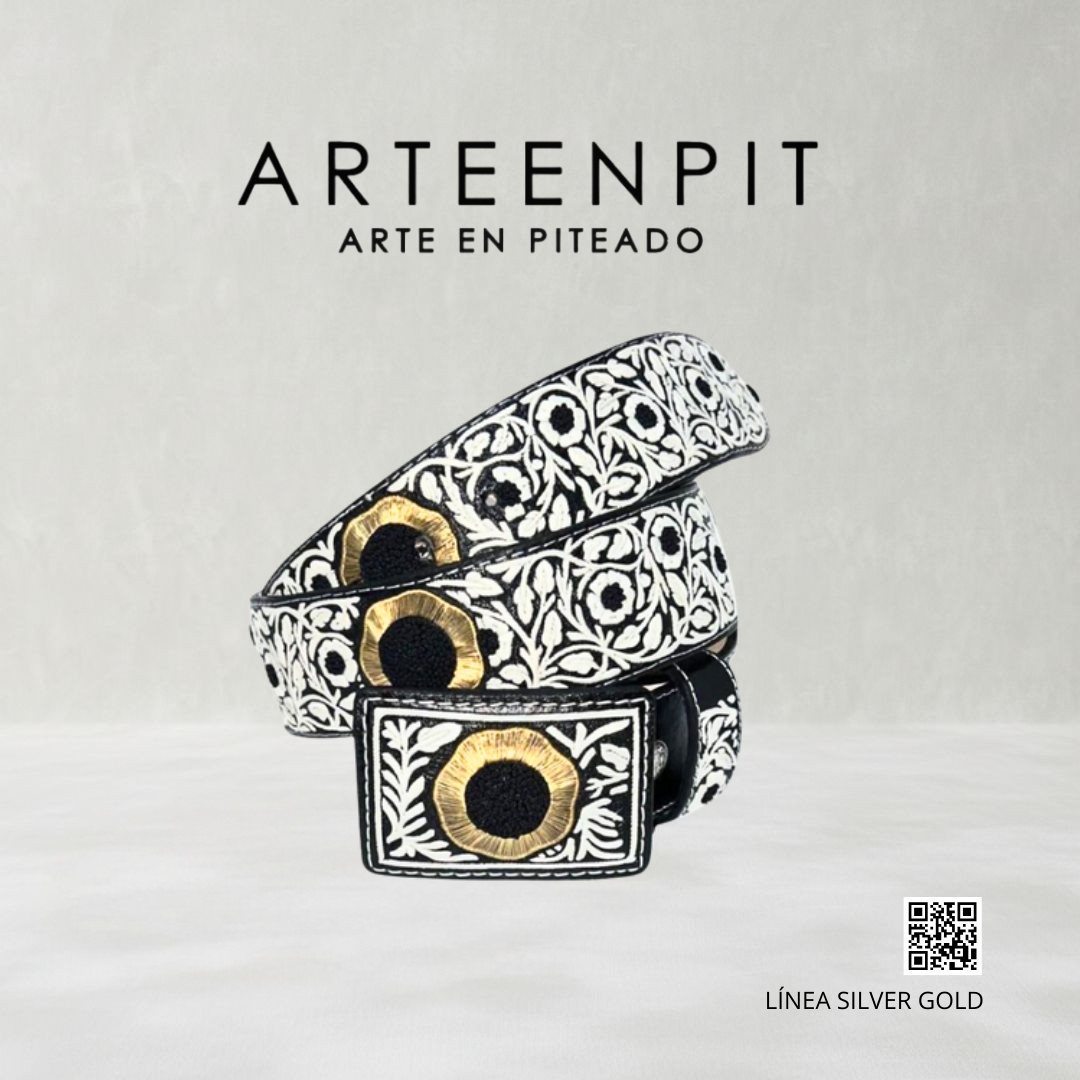 Cinturón Artesanal Piteado - Modelo Anémona Gold