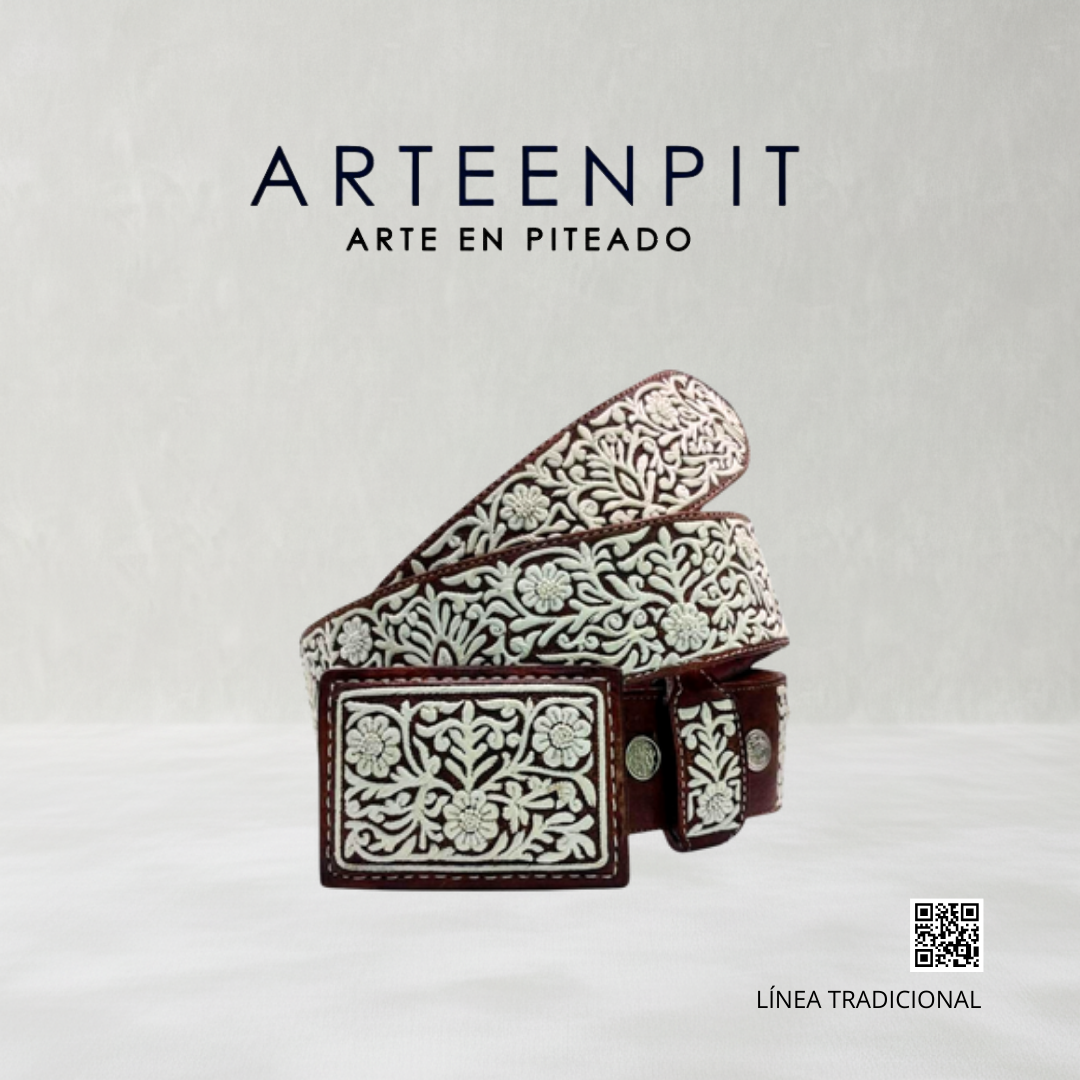 Piteado Handmade Belt - Branched Model with Flower