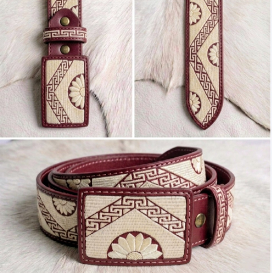 Piteado Handmade Belt - Branched Model with Flower