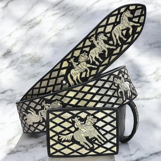 Cinto de plata ley 925 - suertes charras