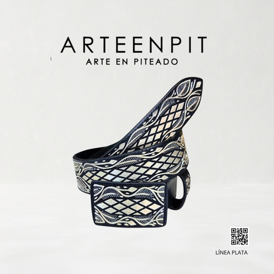 Cinturón Artesanal Piteado En Hilo De Plata 01-28